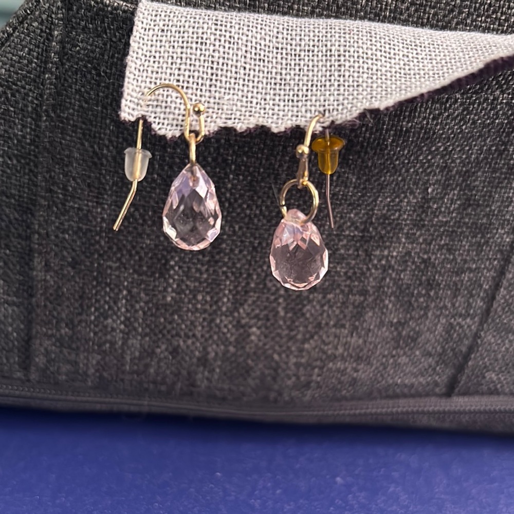 Elegant Pink Crystal Drop Earrings